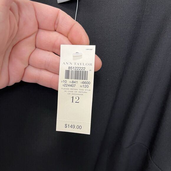 Ann Taylor | LBD Black Virgin Wool Sleeveless Knee Length Dress Belted Size 120 - Picture 5 of 8